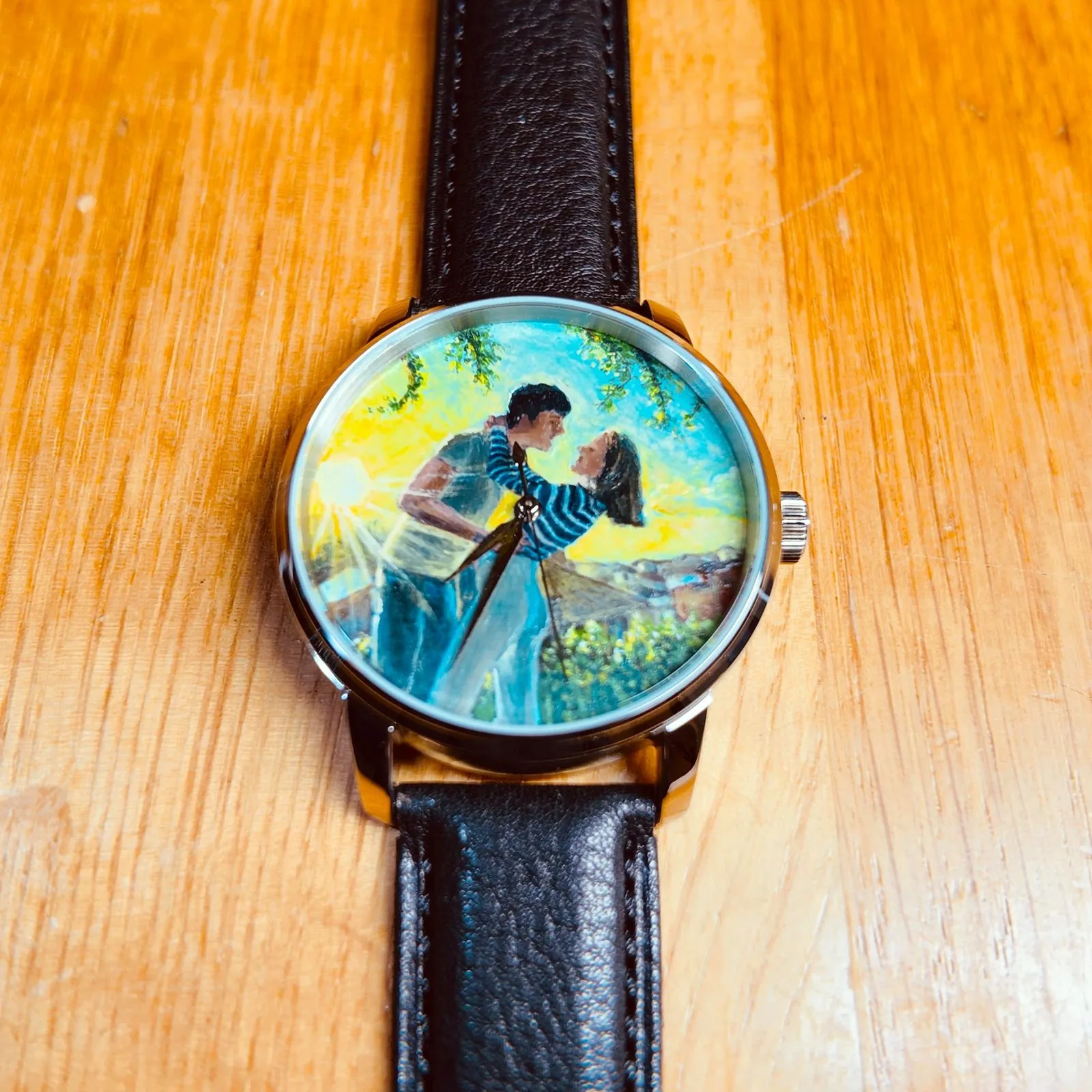 A Five-Year Anniversary Gift, Painted on Two Watch Dials, process detail 3