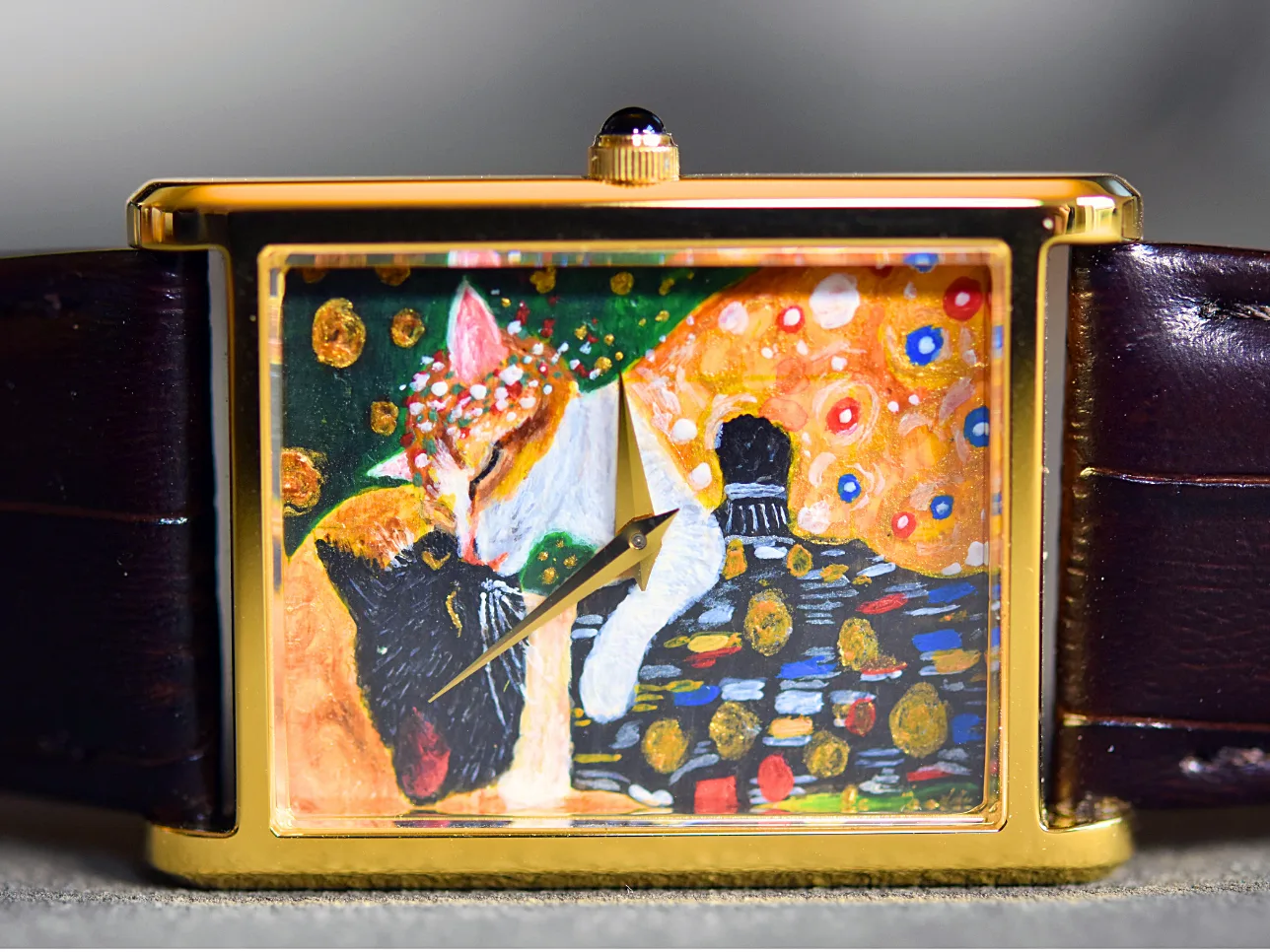 A Cat-Themed Klimt Kiss, Painted for His Wife, process detail 3
