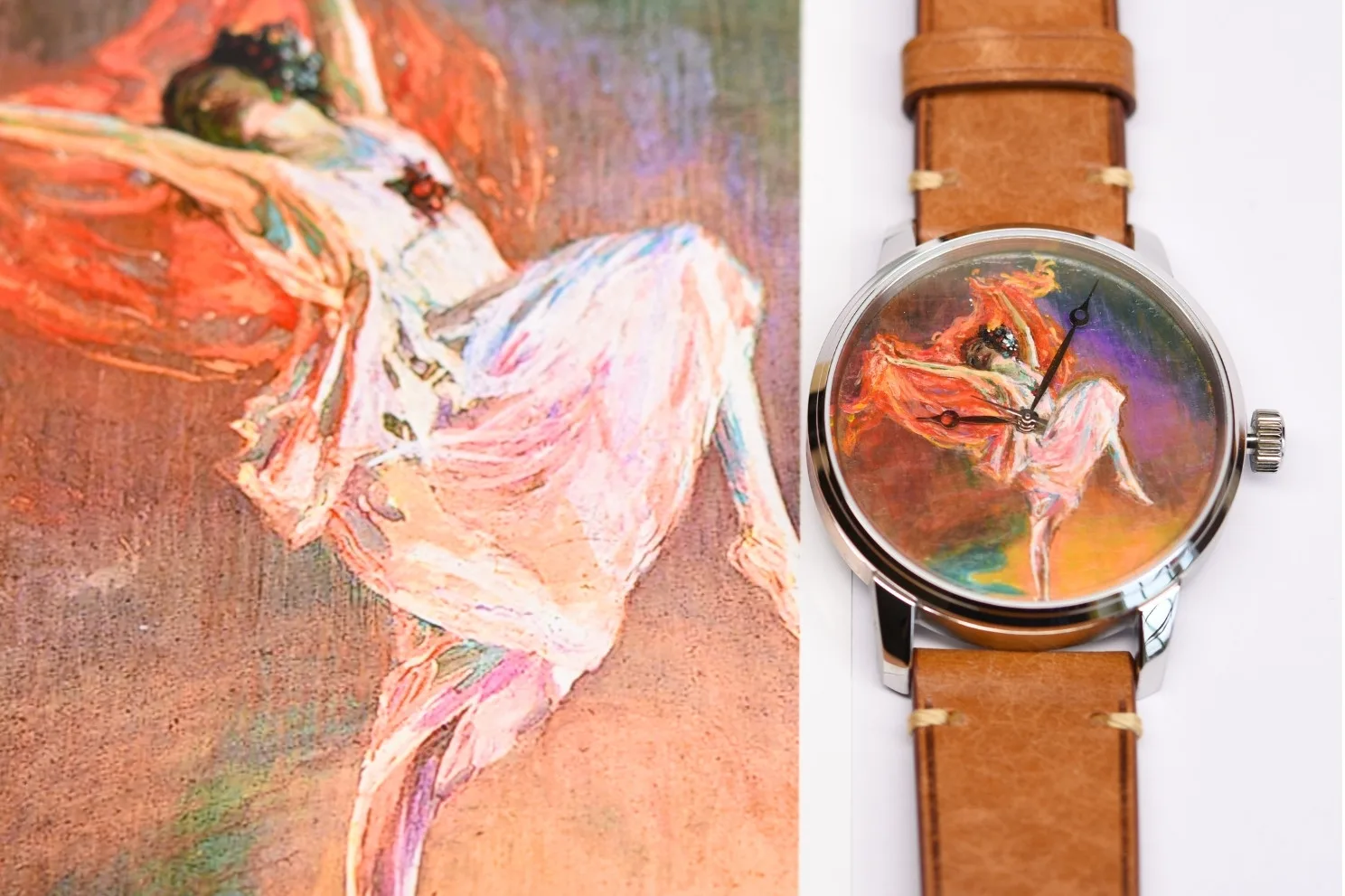 Anna Pavlova hand-painted watch dial, detail 4