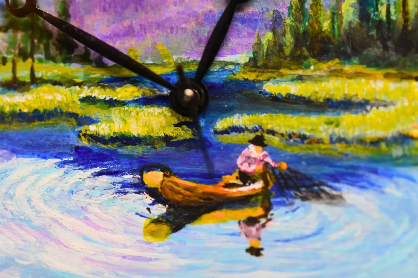 The Lake hand-painted watch dial, detail 4
