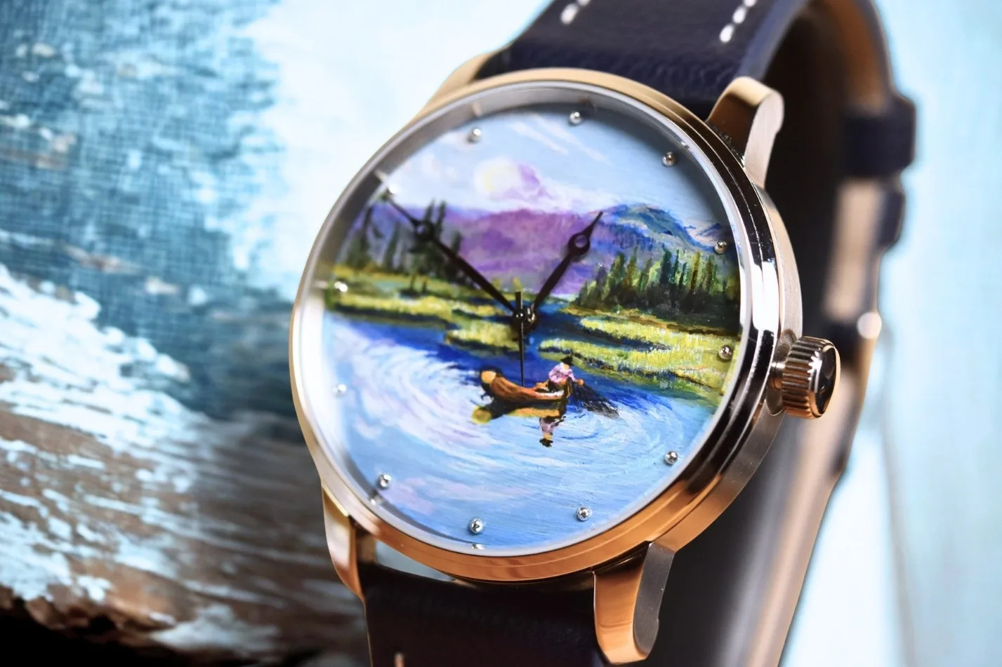 The Lake hand-painted watch dial