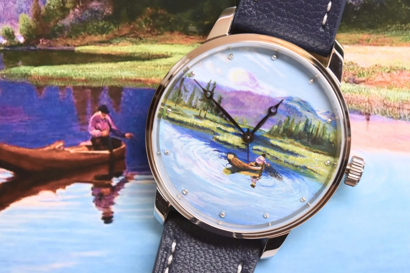The Lake hand-painted watch dial