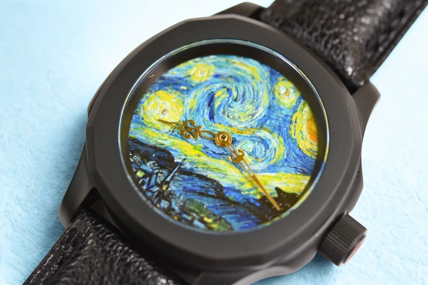 Starry Night hand-painted watch dial