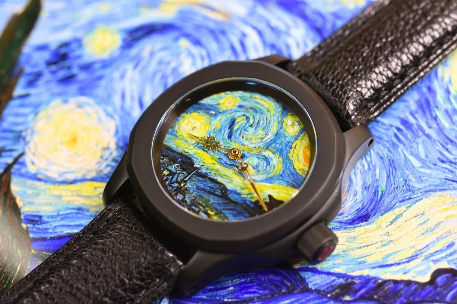 Starry Night hand-painted watch dial